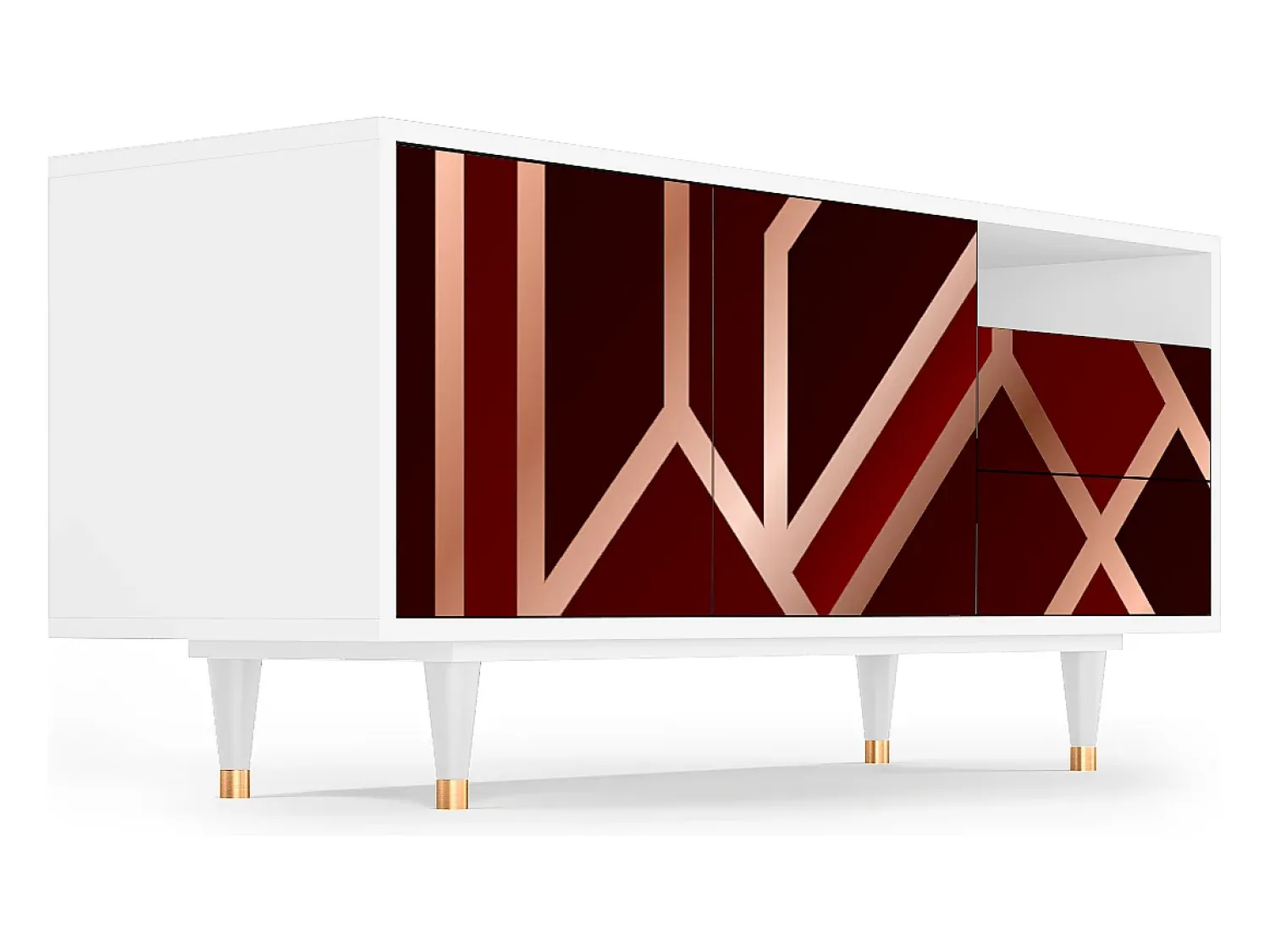 Mueble de TV - 125х56х41 cm - T7 - Velvet 1920's, Branco^ Móvel De Tv