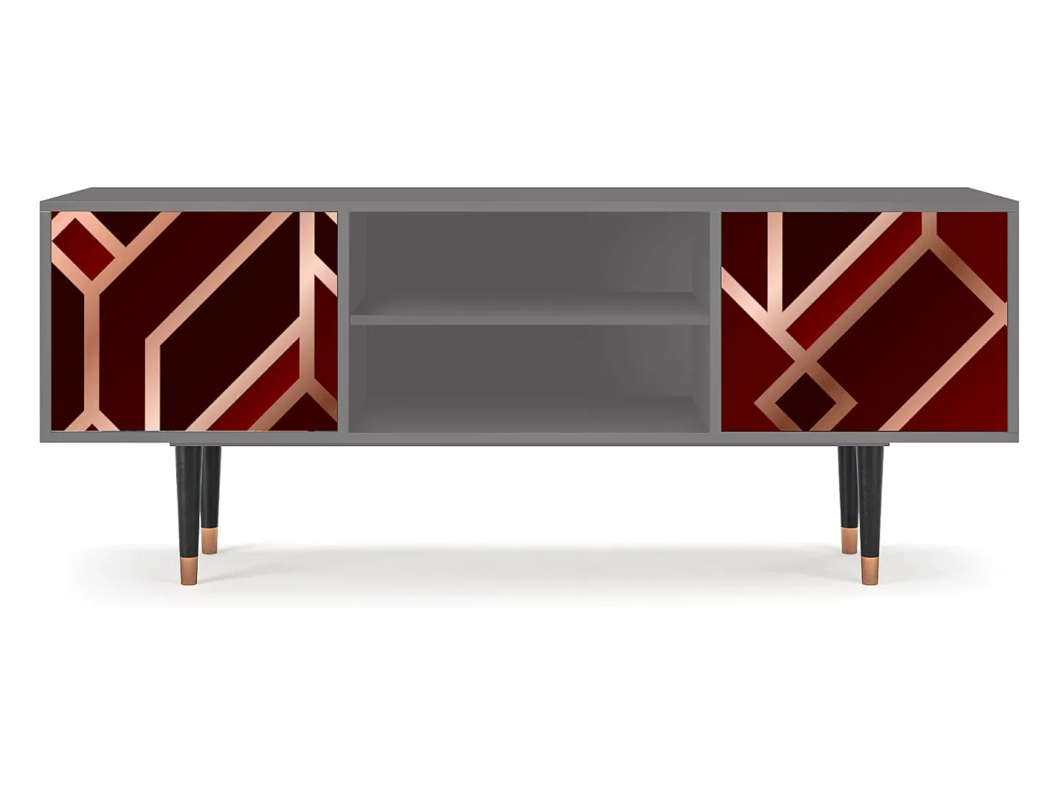 Móvel De Tv| Mueble de TV - 170х69х48 cm - T2 - Velvet 1920's, Cinza Cinzento