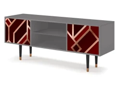 Móvel De Tv| Mueble de TV - 170х69х48 cm - T2 - Velvet 1920's, Cinza Cinzento