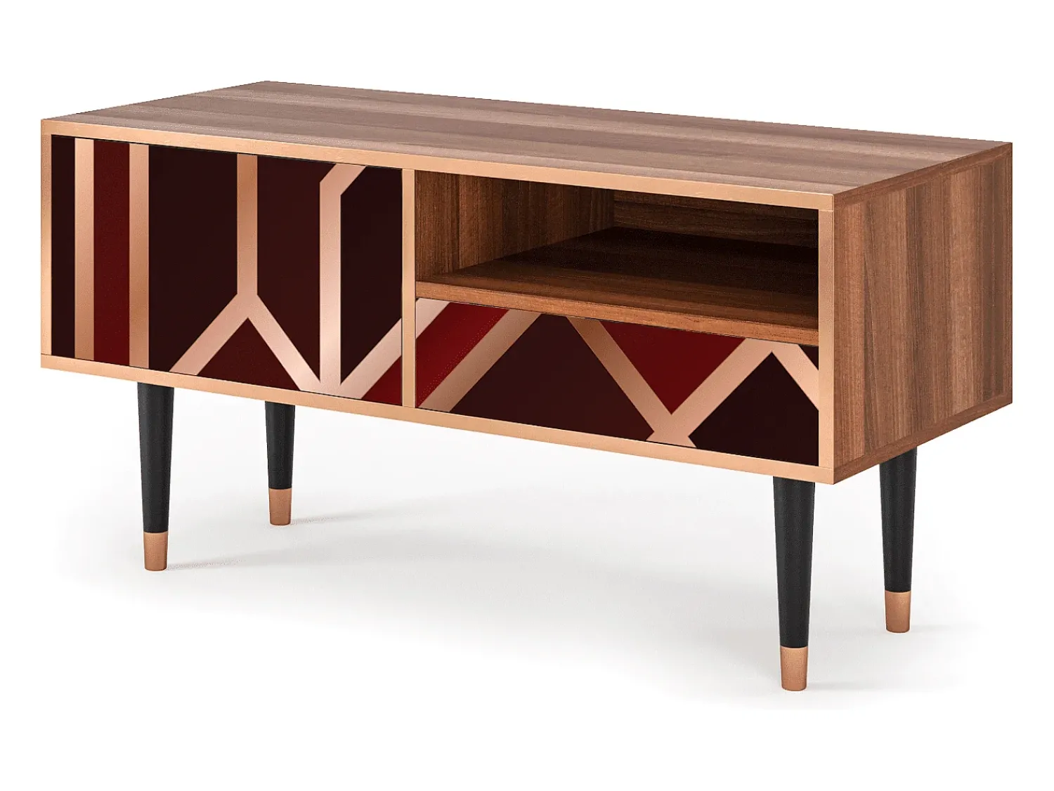 Mueble de TV - 115х59х48 cm - T3 - Velvet 1920's, Nogueira Castanho