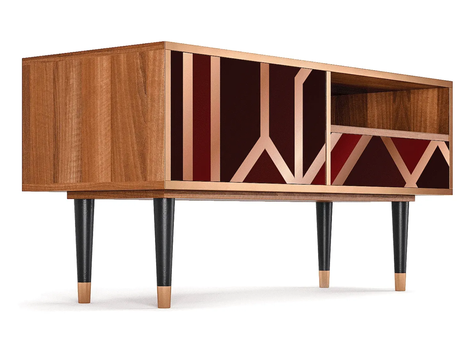 Mueble de TV - 115х59х48 cm - T3 - Velvet 1920's, Nogueira Castanho