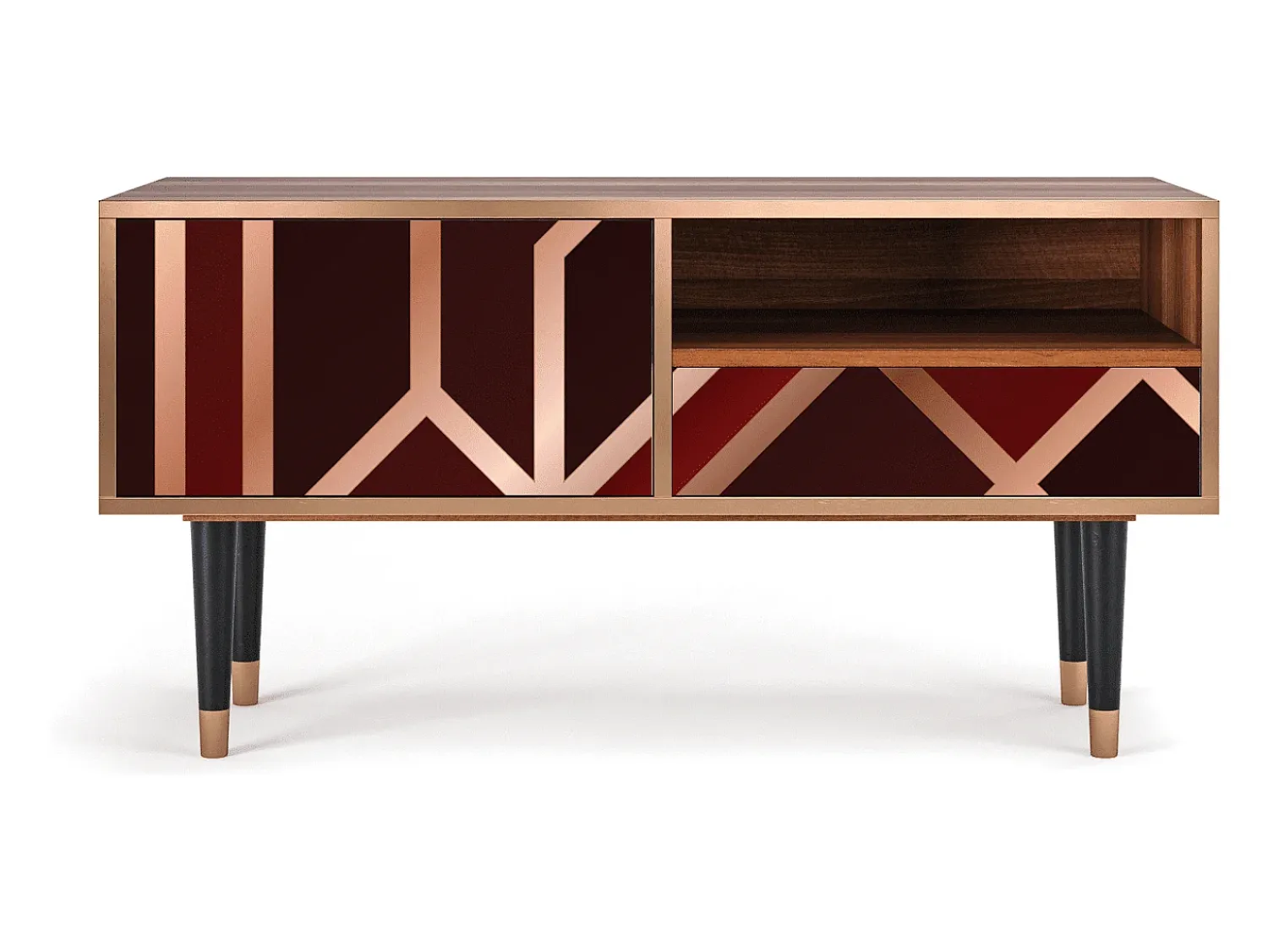 Mueble de TV - 115х59х48 cm - T3 - Velvet 1920's, Nogueira Castanho