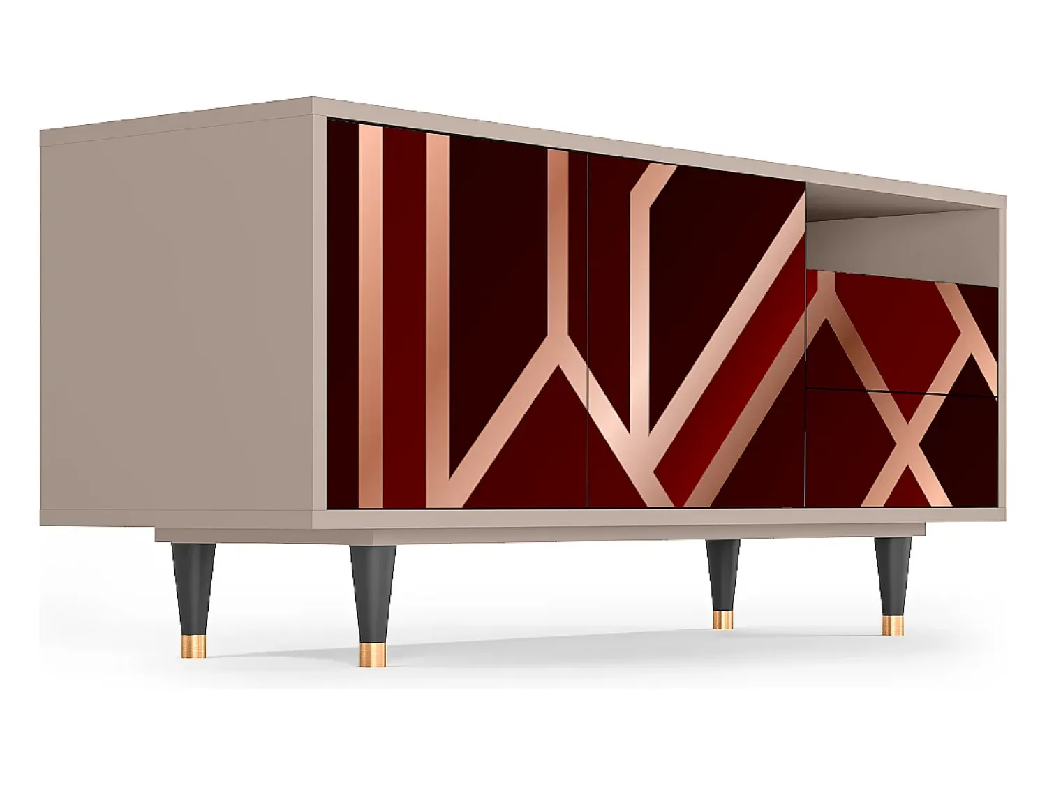 Móvel De Tv* Mueble de TV - 125х56х41 cm - T7 - Velvet 1920's, Latte Bege