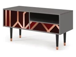 Móvel De Tv| Mueble de TV - 115х59х48 cm - T3 - Velvet 1920's, Cinza Cinzento