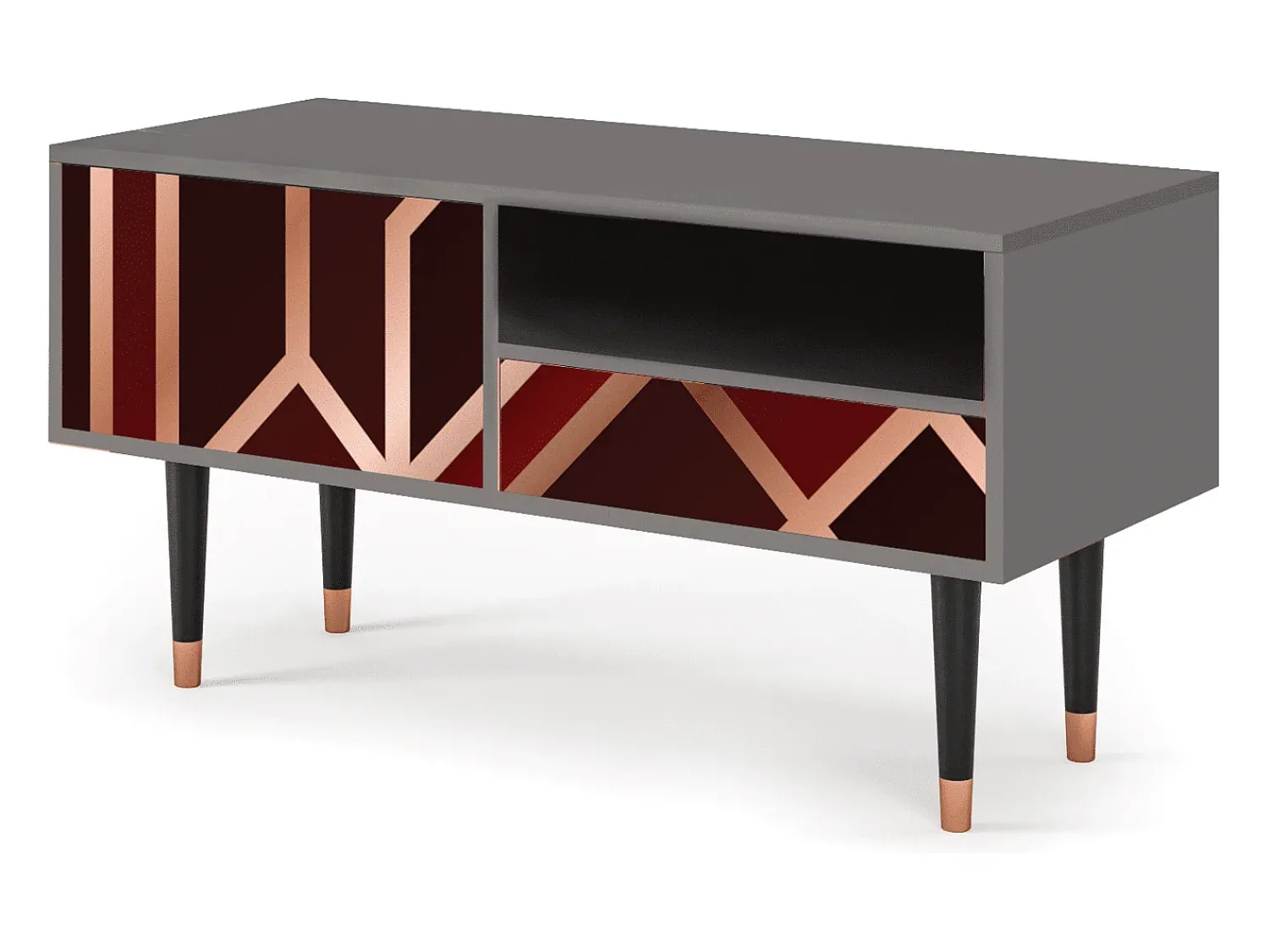 Móvel De Tv| Mueble de TV - 115х59х48 cm - T3 - Velvet 1920's, Cinza Cinzento