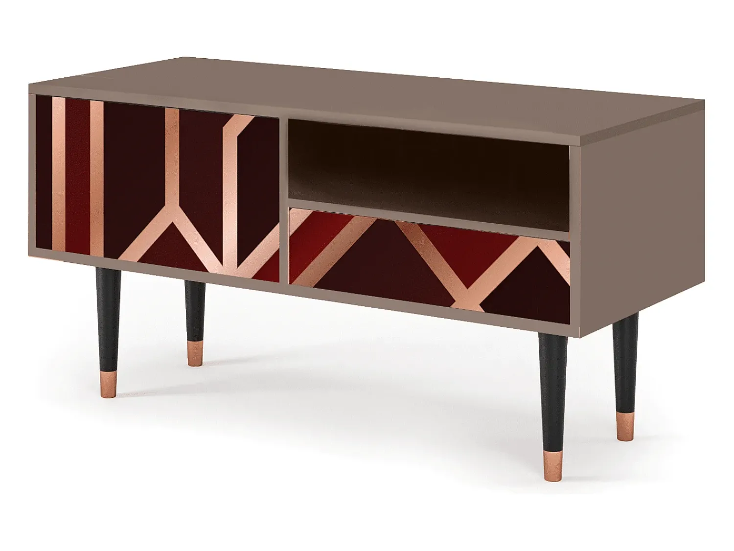Mueble de TV - 115х59х48 cm - T3 - Velvet 1920's, Latte Bege