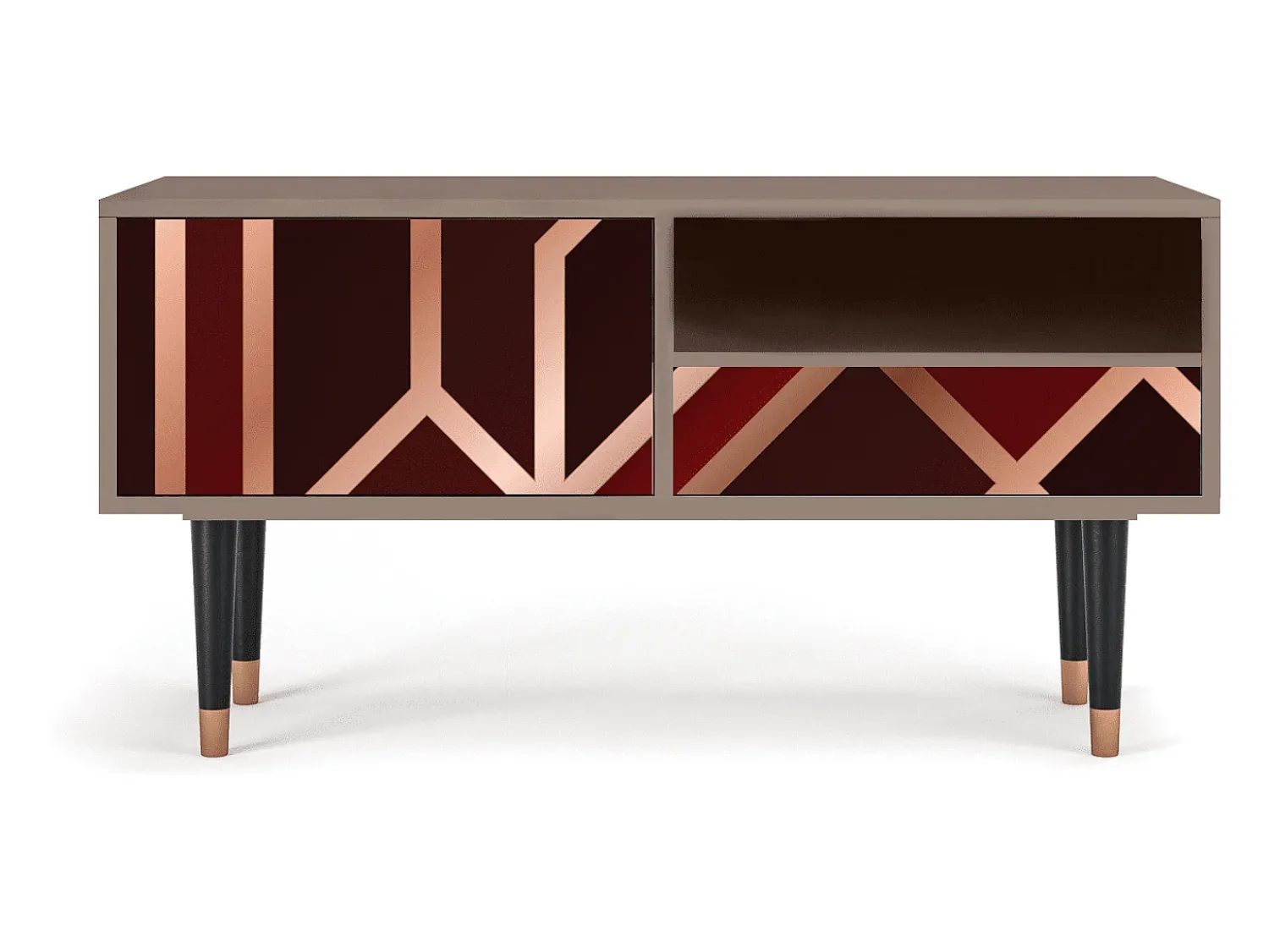 Mueble de TV - 115х59х48 cm - T3 - Velvet 1920's, Latte Bege