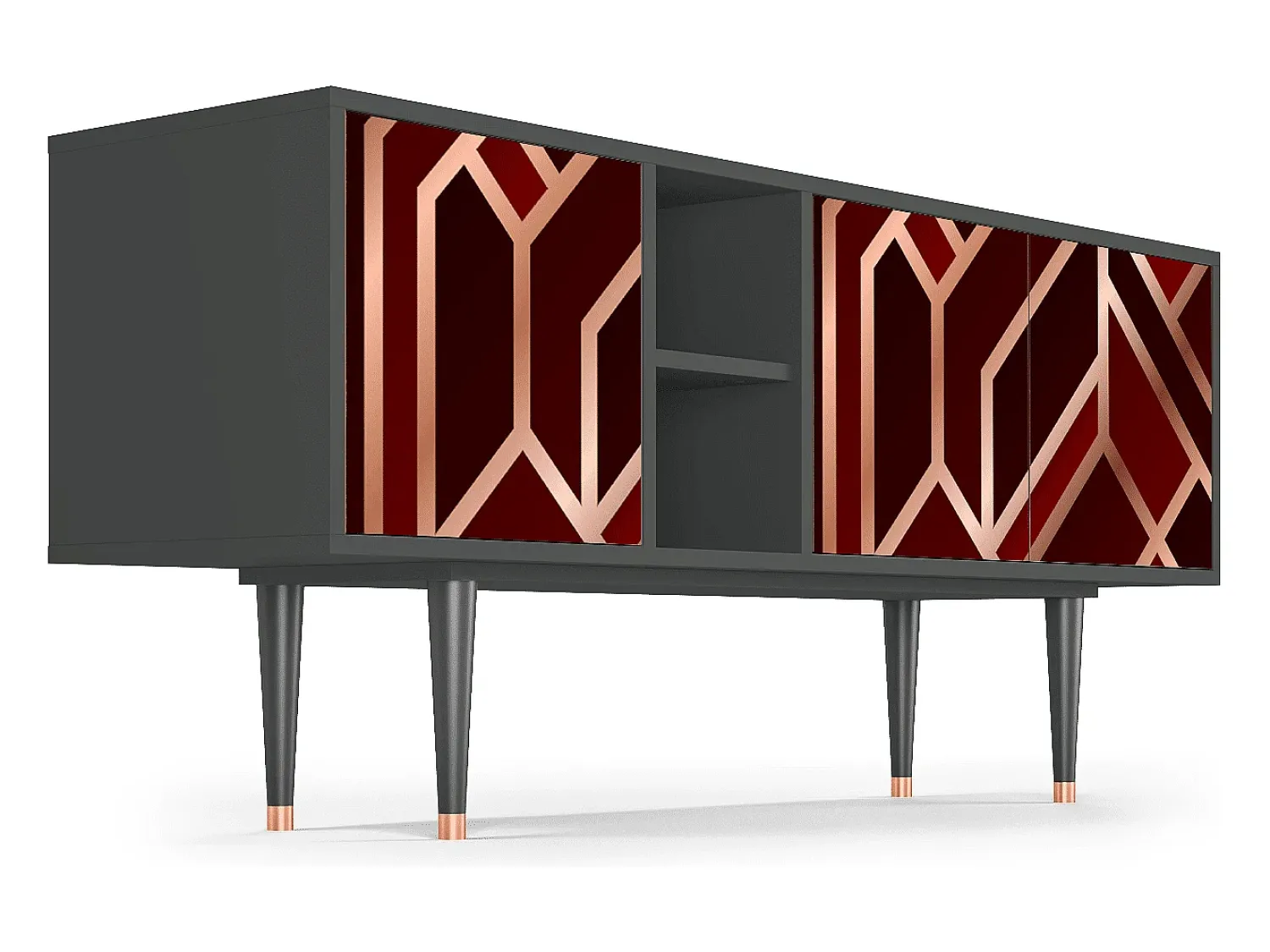 Móvel De Tv| Mueble de TV - 150х69х41 cm - T5 - Velvet 1920's, Antracite Cinza antracite