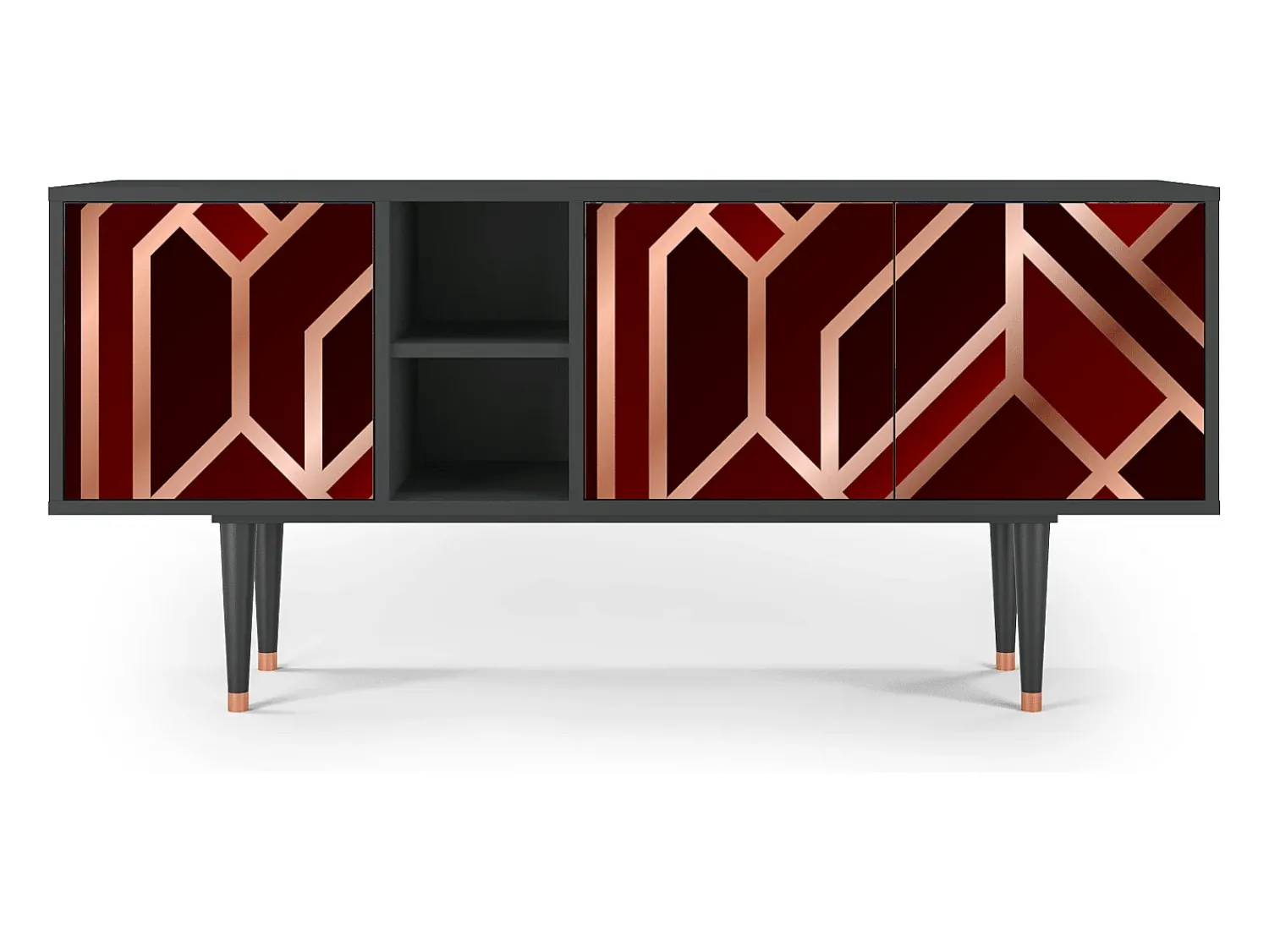 Móvel De Tv| Mueble de TV - 150х69х41 cm - T5 - Velvet 1920's, Antracite Cinza antracite
