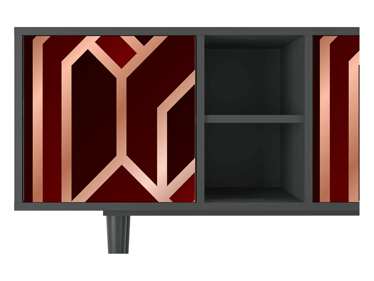 Móvel De Tv| Mueble de TV - 150х69х41 cm - T5 - Velvet 1920's, Antracite Cinza antracite