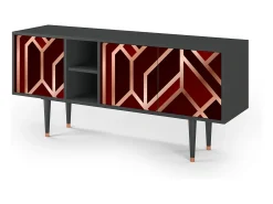 Móvel De Tv| Mueble de TV - 150х69х41 cm - T5 - Velvet 1920's, Antracite Cinza antracite