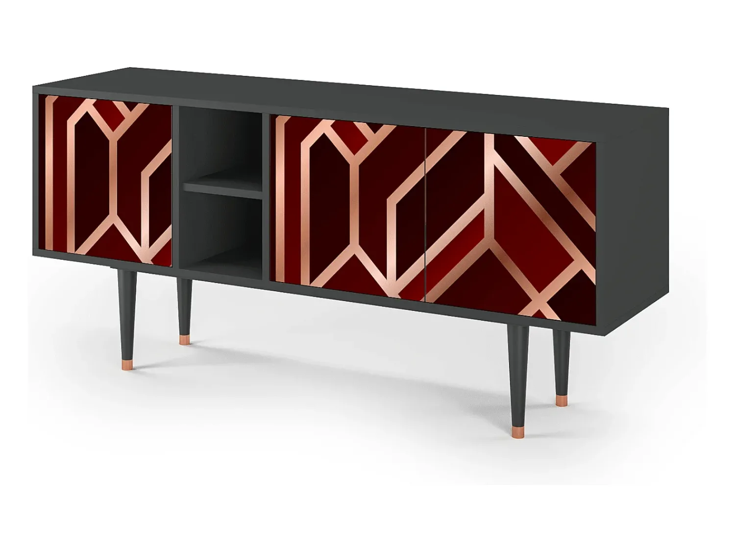 Móvel De Tv| Mueble de TV - 150х69х41 cm - T5 - Velvet 1920's, Antracite Cinza antracite