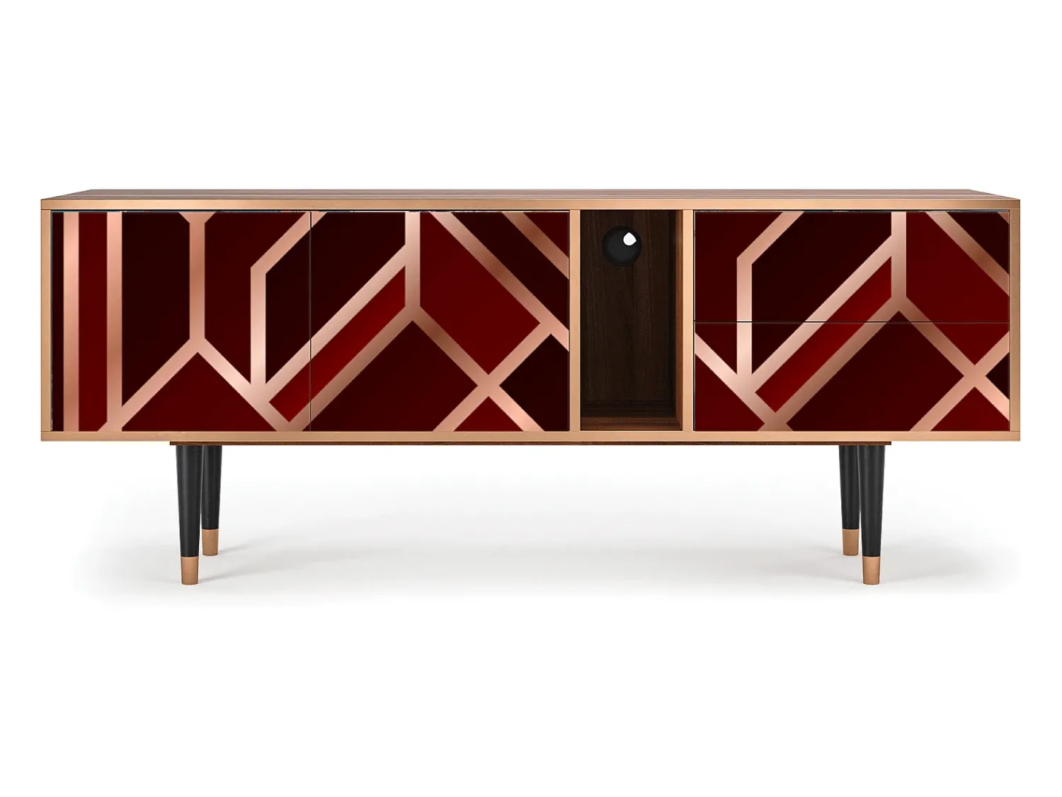 New Mueble de TV - 170х69х48 cm - T1 - Velvet 1920's, Nogueira Castanho