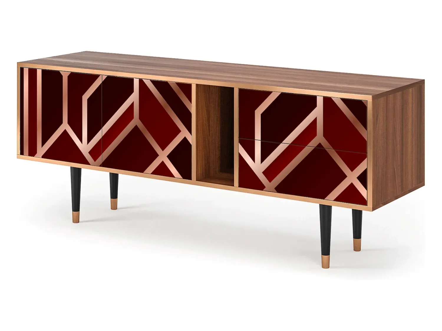 New Mueble de TV - 170х69х48 cm - T1 - Velvet 1920's, Nogueira Castanho
