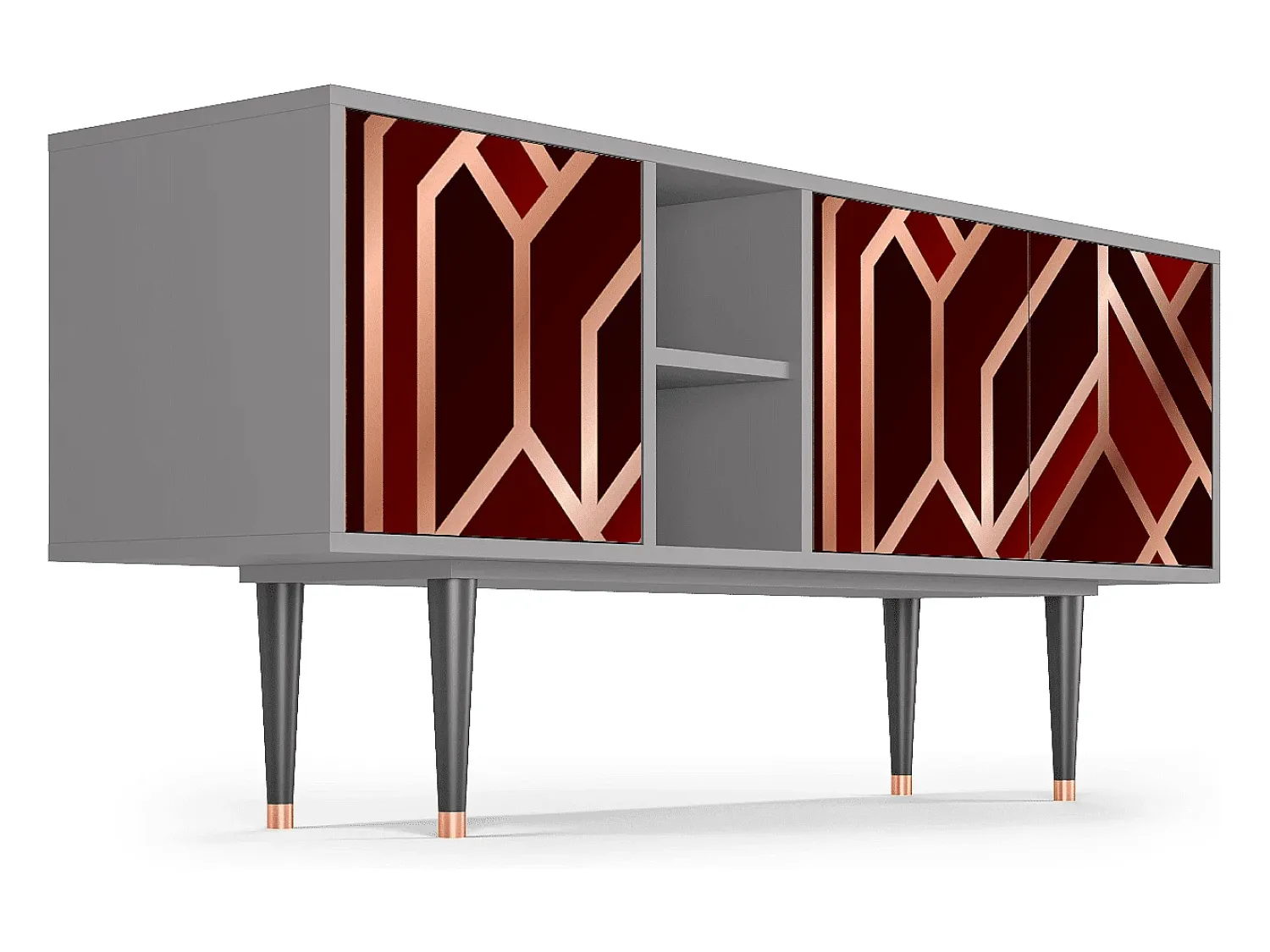 Hot Mueble de TV - 150х69х41 cm - T5 - Velvet 1920's, Cinza Cinzento
