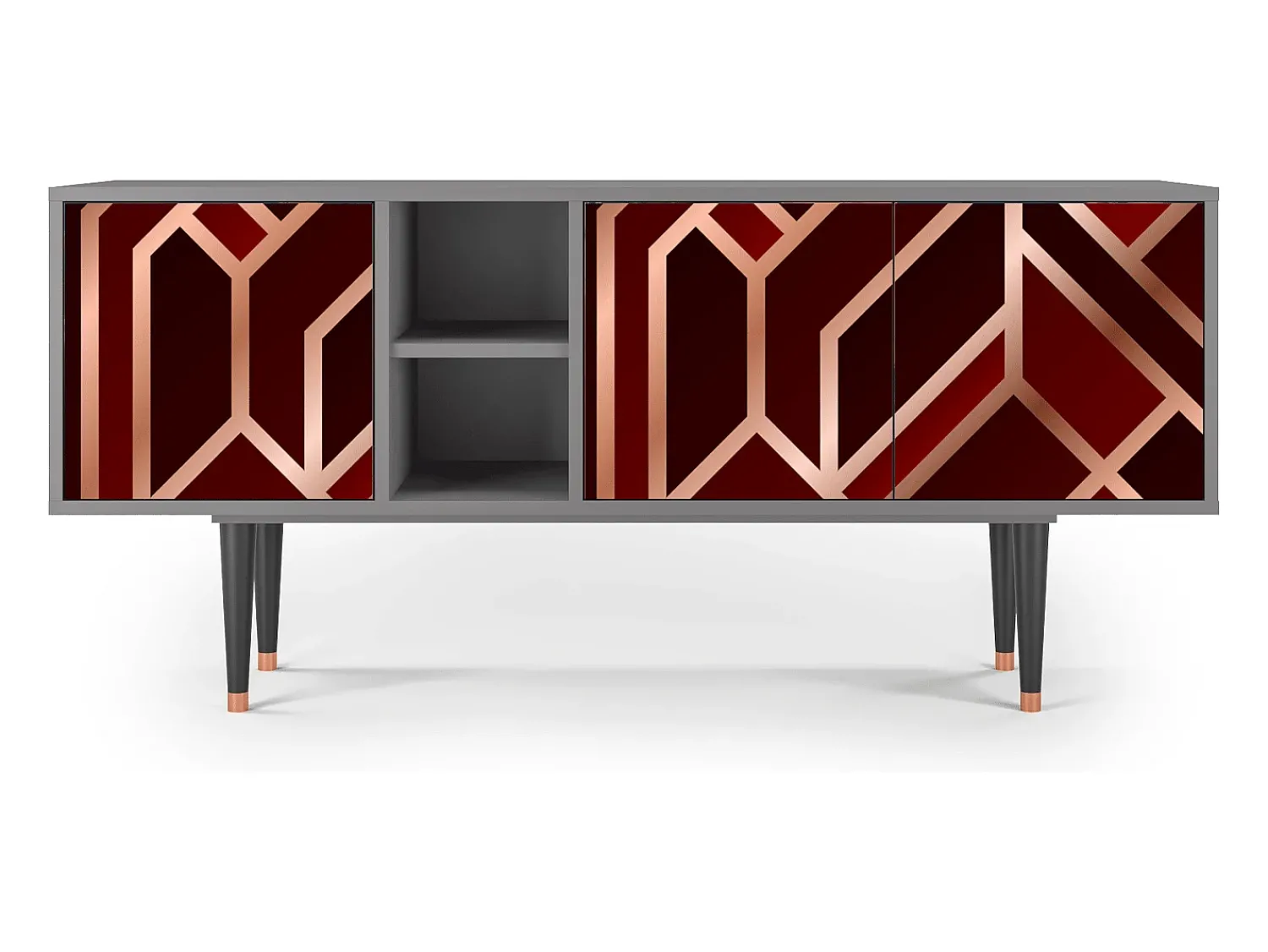 Hot Mueble de TV - 150х69х41 cm - T5 - Velvet 1920's, Cinza Cinzento