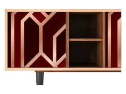 Móvel De Tv| Mueble de TV - 150х69х41 cm - T5 - Velvet 1920's, Nogueira Castanho