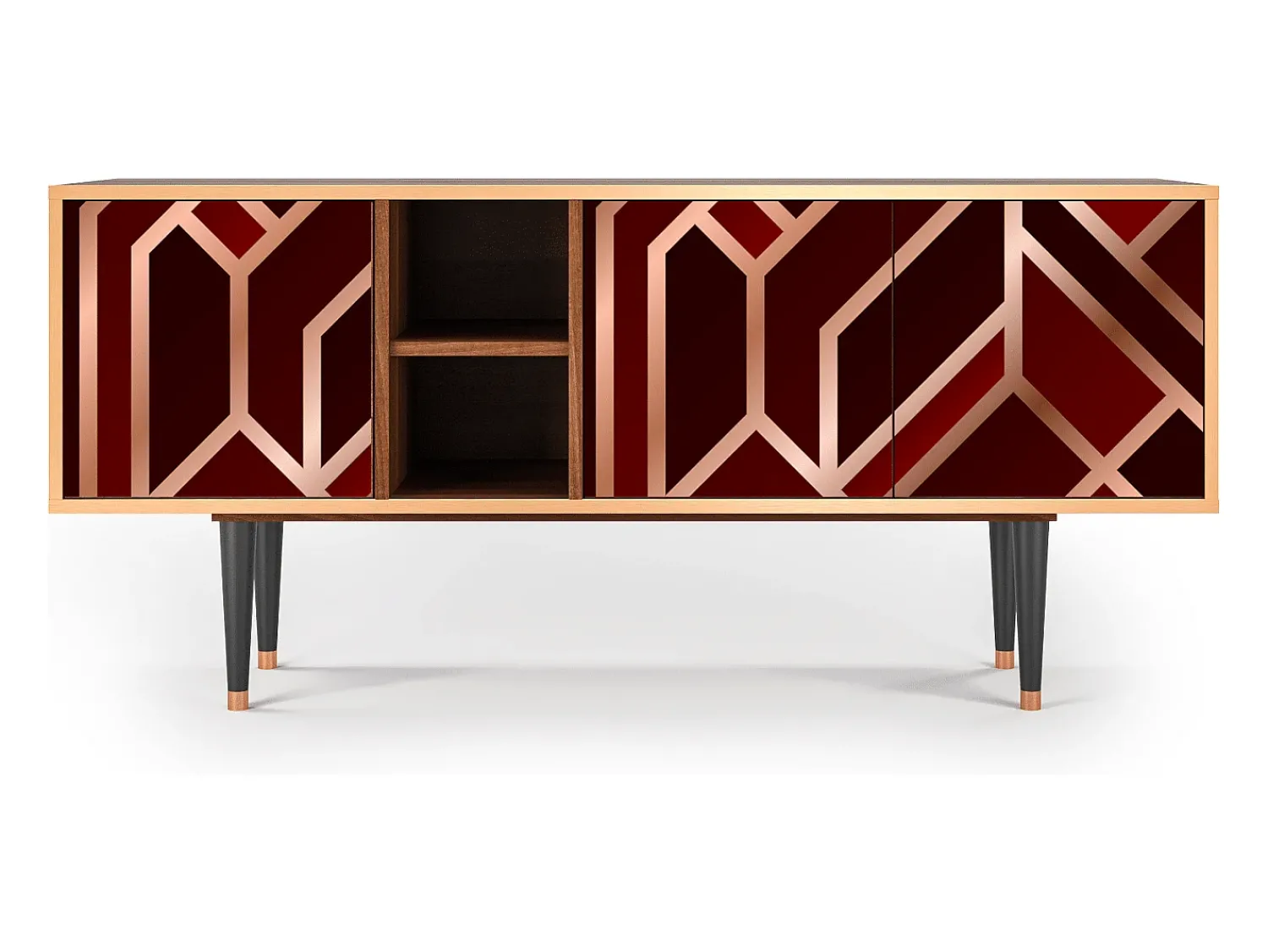 Móvel De Tv| Mueble de TV - 150х69х41 cm - T5 - Velvet 1920's, Nogueira Castanho