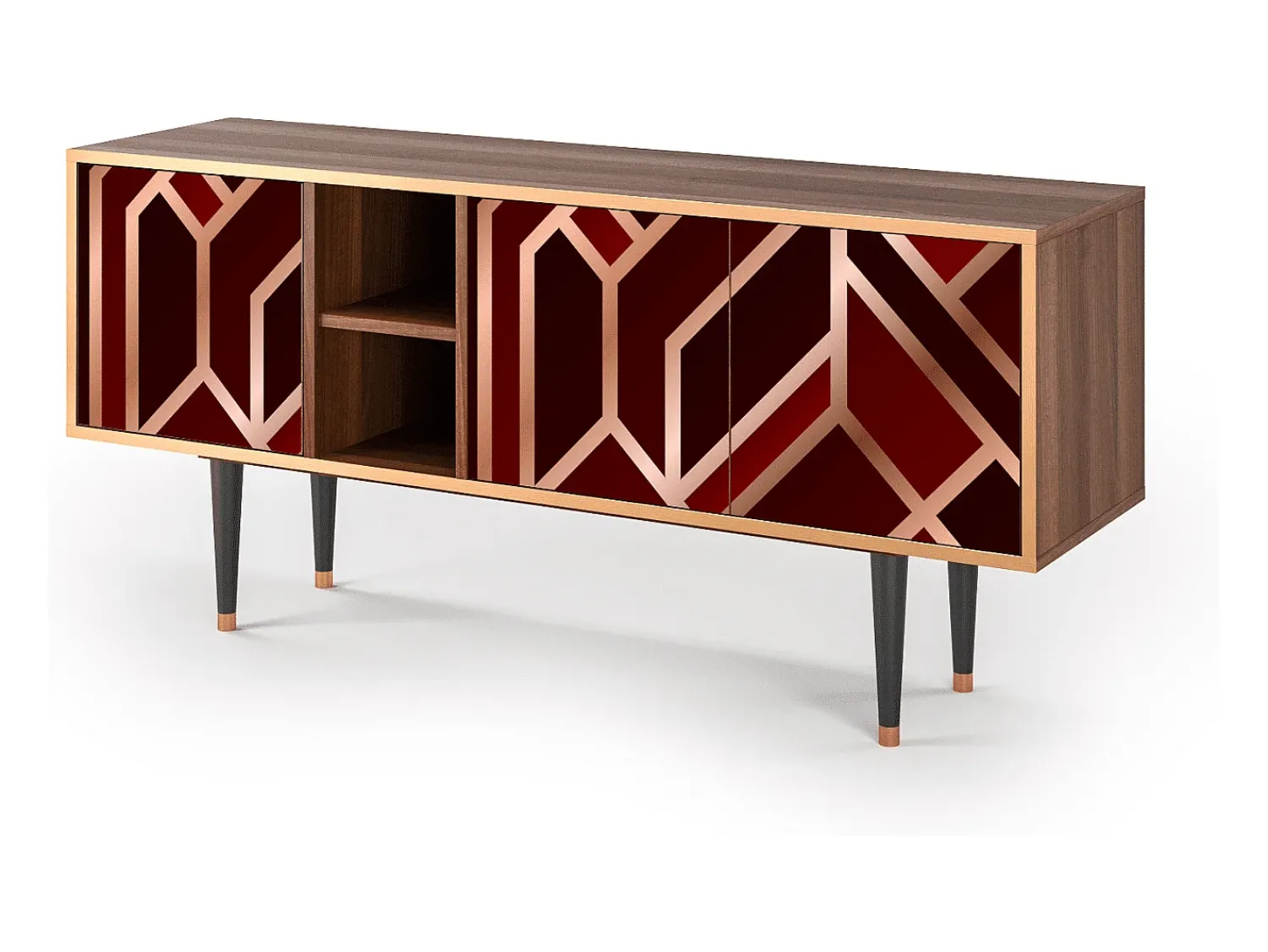 Móvel De Tv| Mueble de TV - 150х69х41 cm - T5 - Velvet 1920's, Nogueira Castanho