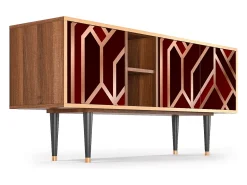 Móvel De Tv| Mueble de TV - 150х69х41 cm - T5 - Velvet 1920's, Nogueira Castanho