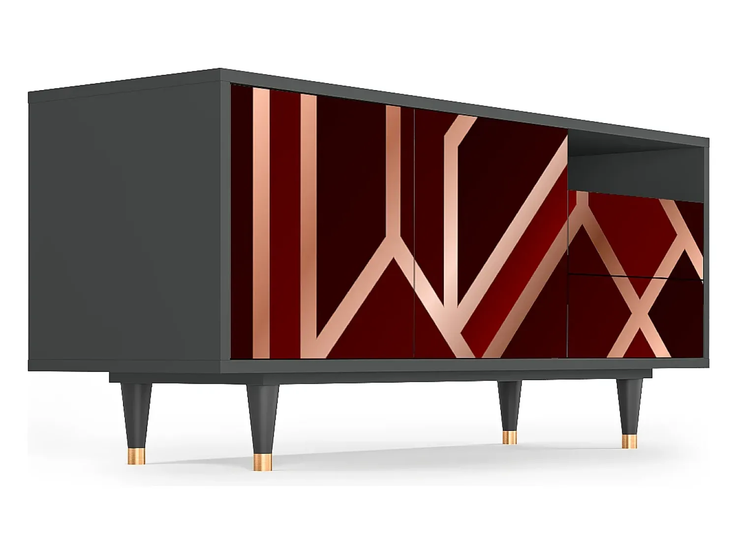Mueble de TV - 125х56х41 cm - T7 - Velvet 1920's, Antracite^ Móvel De Tv