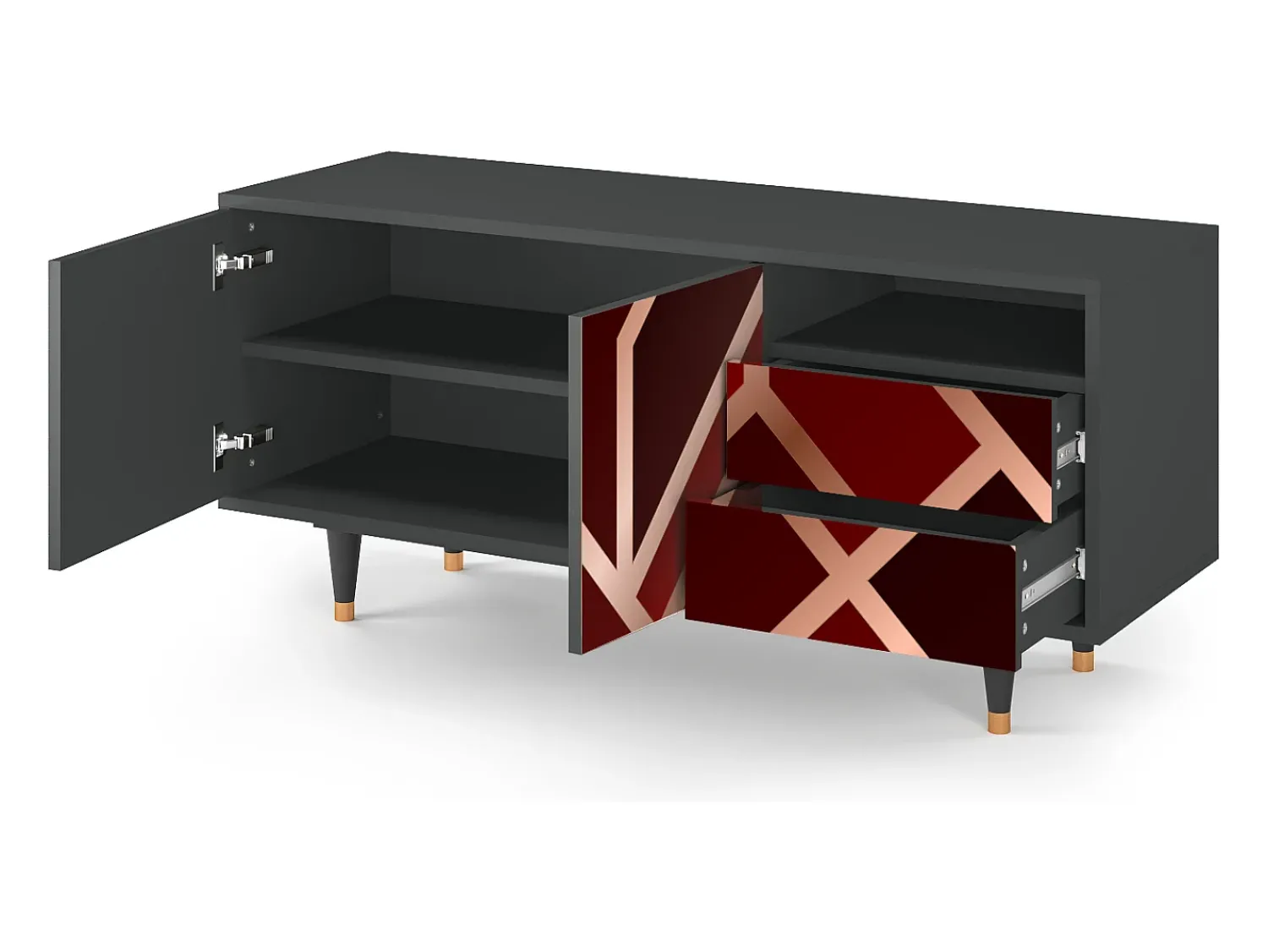 Mueble de TV - 125х56х41 cm - T7 - Velvet 1920's, Antracite^ Móvel De Tv