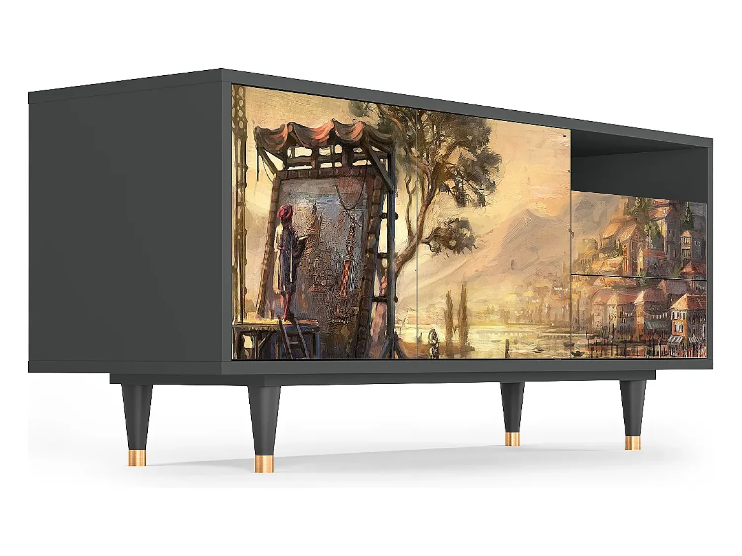 Móvel De Tv| Mueble de TV - 125х56х41 cm - T7 - Venice, Antracite Cinza antracite