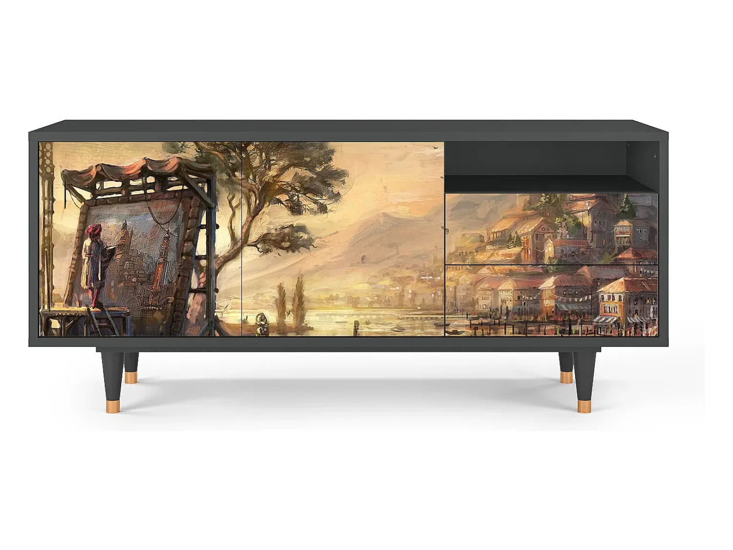 Móvel De Tv| Mueble de TV - 125х56х41 cm - T7 - Venice, Antracite Cinza antracite