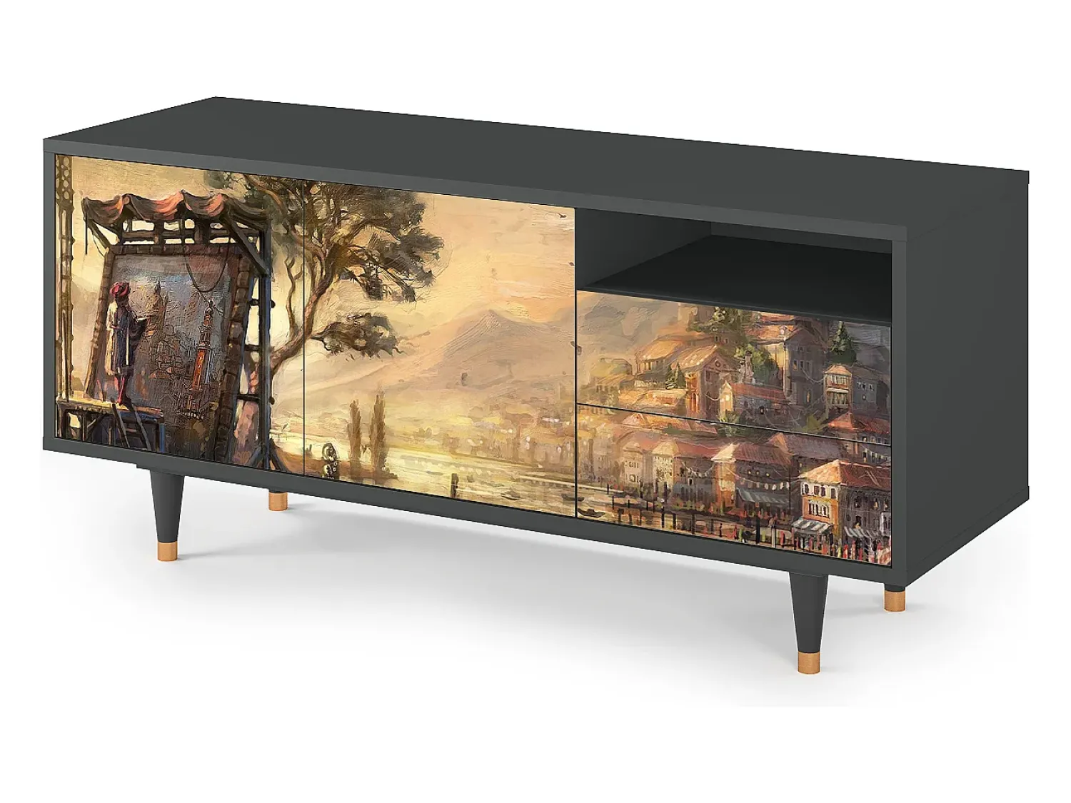 Móvel De Tv| Mueble de TV - 125х56х41 cm - T7 - Venice, Antracite Cinza antracite