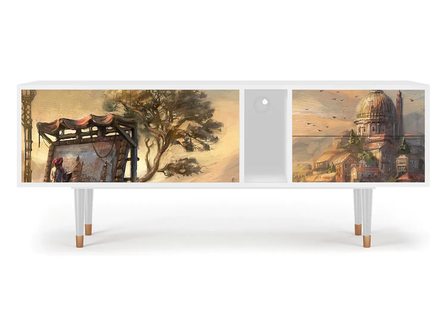 Móvel De Tv* Mueble de TV - 170х69х48 cm - T1 - Venice, Branco Bege