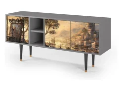 Móvel De Tv| Mueble de TV - 150х69х41 cm - T5 - Venice, Cinza Cinzento