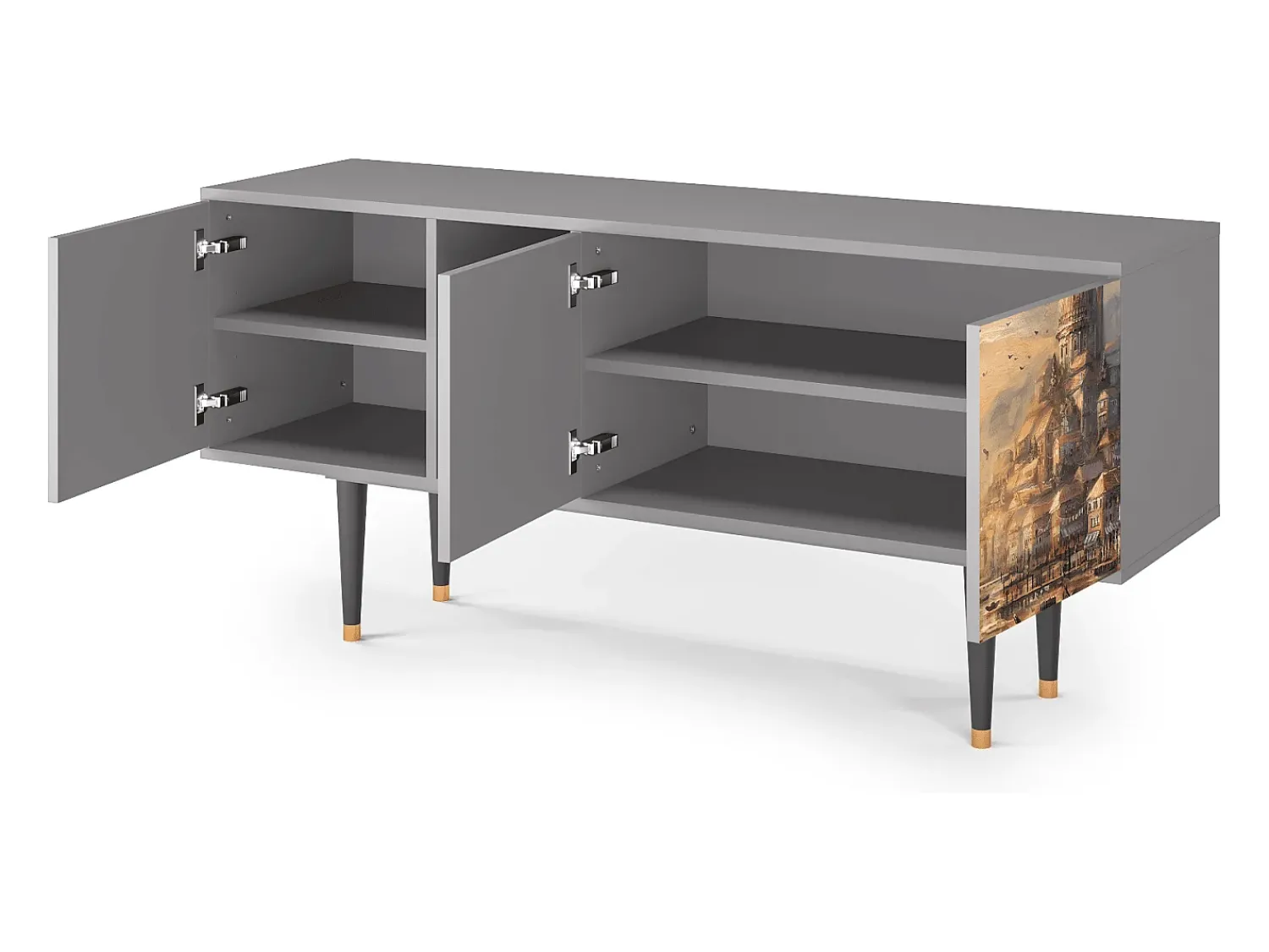 Móvel De Tv| Mueble de TV - 150х69х41 cm - T5 - Venice, Cinza Cinzento