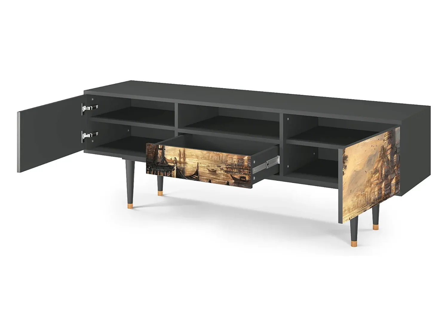 Móvel De Tv| Mueble de TV - 170х59х41 cm - T6 - Venice, Antracite Cinza antracite