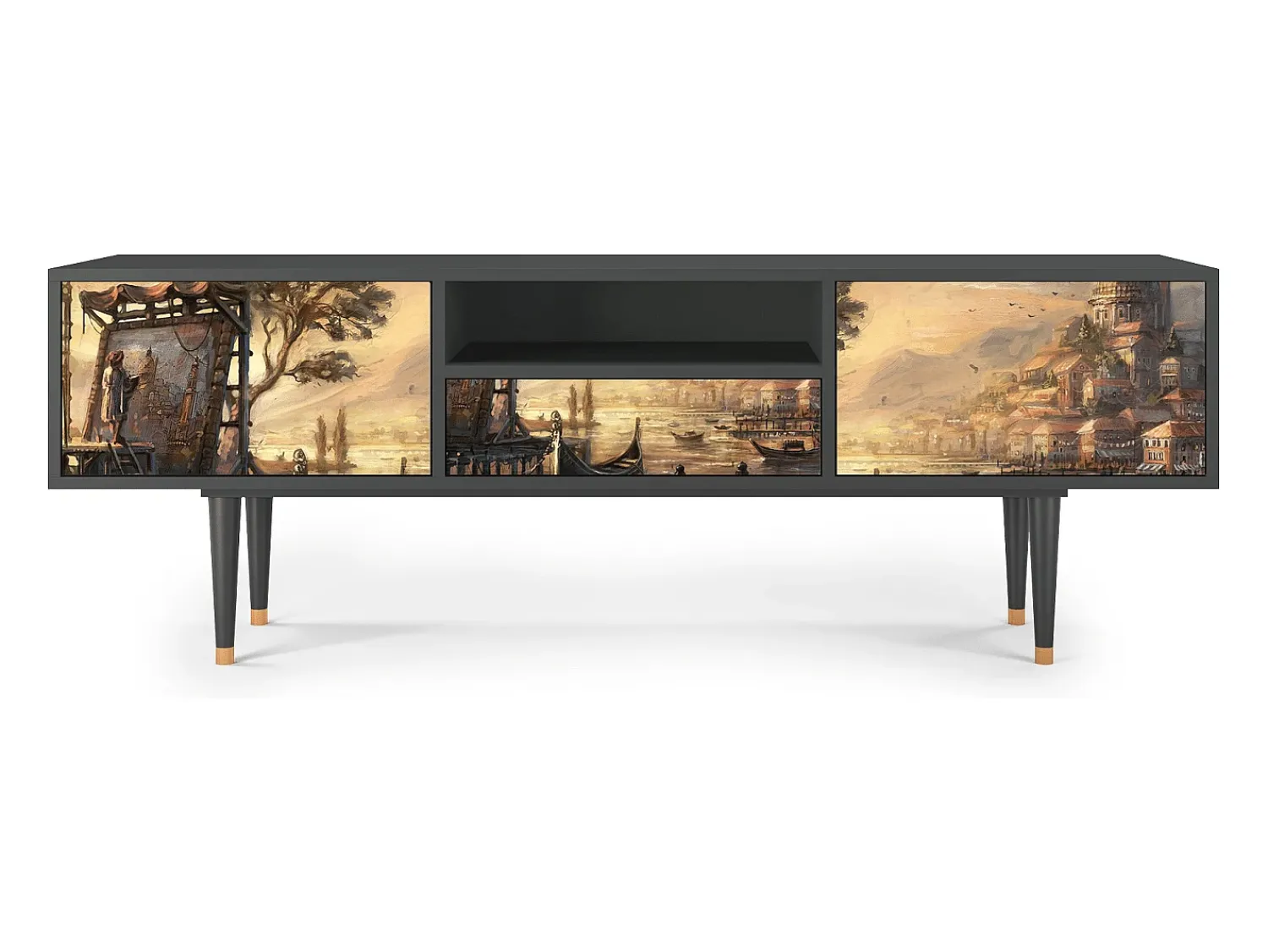 Móvel De Tv| Mueble de TV - 170х59х41 cm - T6 - Venice, Antracite Cinza antracite