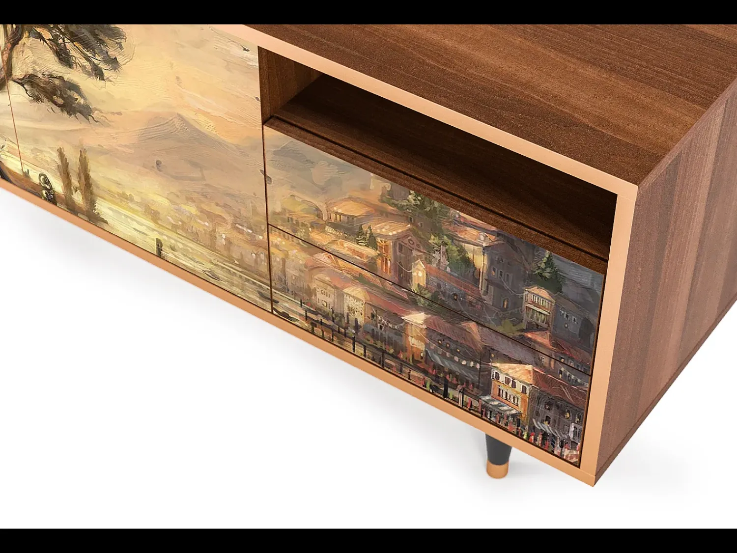 Hot Mueble de TV - 125х56х41 cm - T7 - Venice, Nogueira Castanho