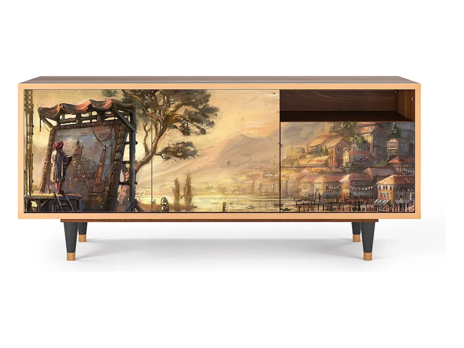 Hot Mueble de TV - 125х56х41 cm - T7 - Venice, Nogueira Castanho
