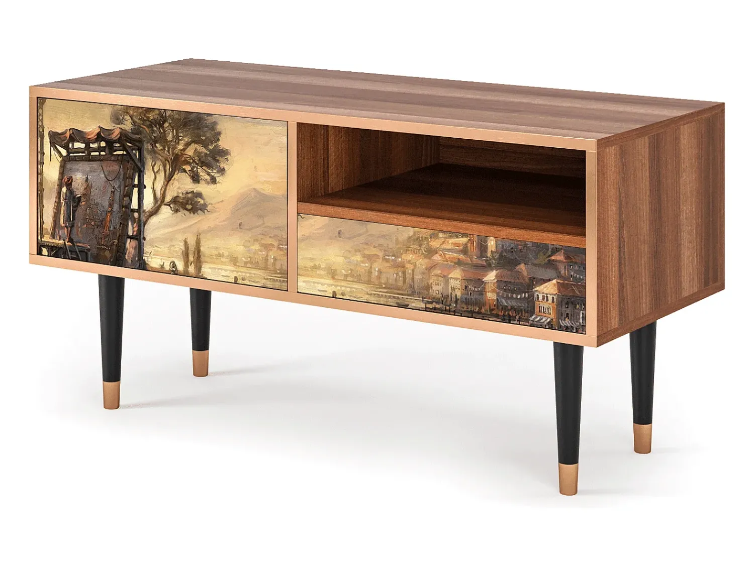 Móvel De Tv* Mueble de TV - 115х59х48 cm - T3 - Venice, Nogueira Castanho
