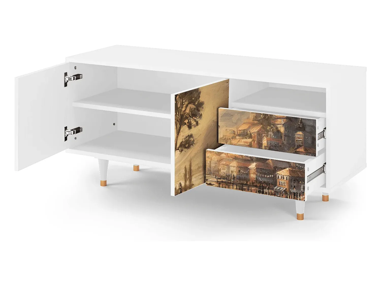 Móvel De Tv| Mueble de TV - 125х56х41 cm - T7 - Venice, Branco Bege