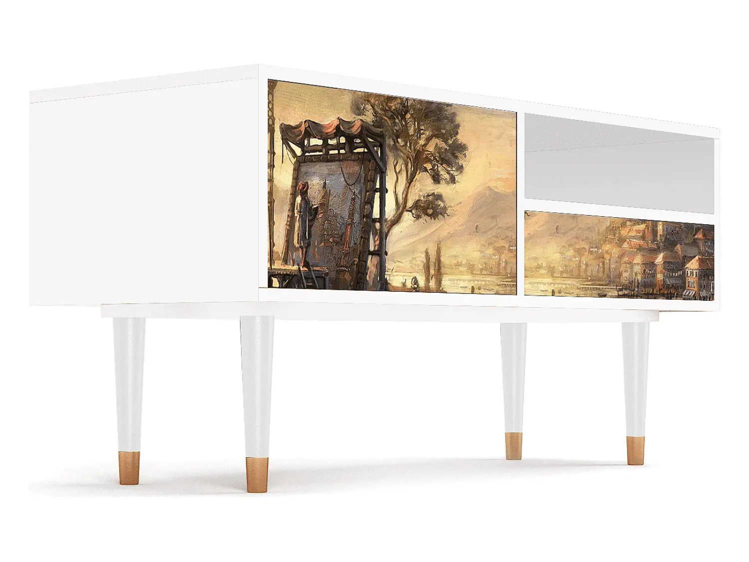 Móvel De Tv| Mueble de TV - 115х59х48 cm - T3 - Venice, Branco Bege