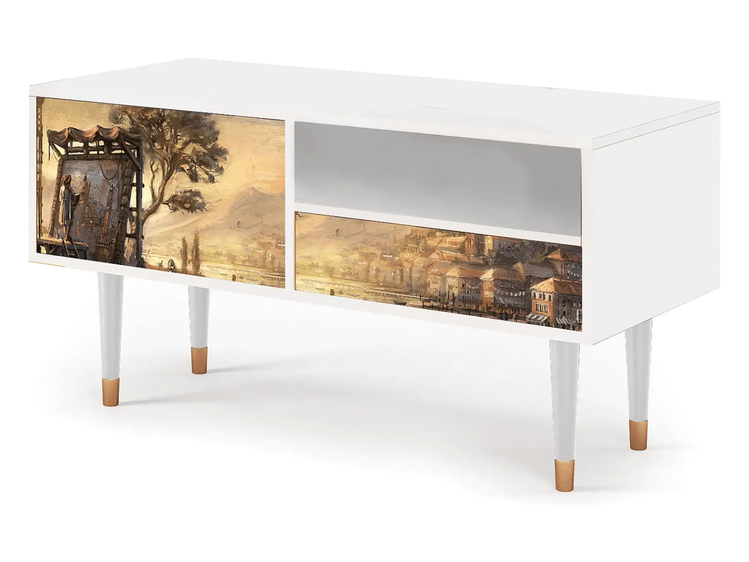 Móvel De Tv| Mueble de TV - 115х59х48 cm - T3 - Venice, Branco Bege