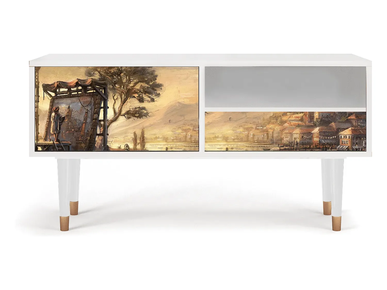 Móvel De Tv| Mueble de TV - 115х59х48 cm - T3 - Venice, Branco Bege