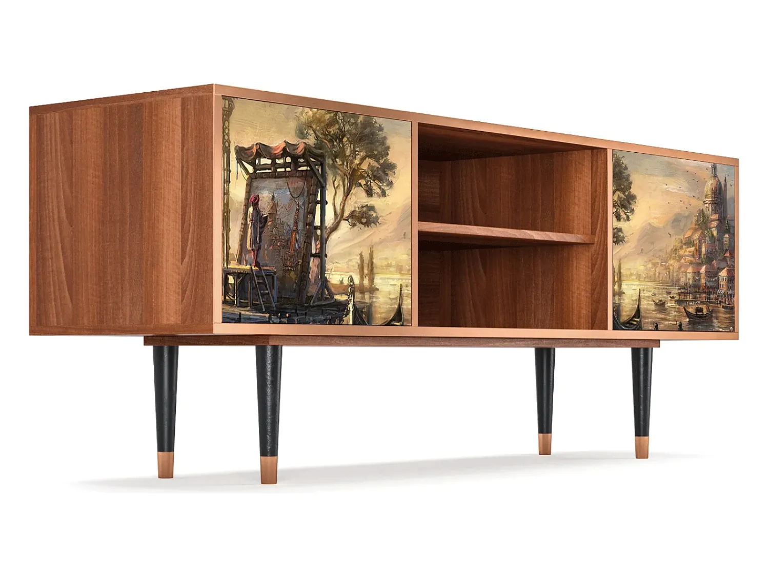 Móvel De Tv* Mueble de TV - 170х69х48 cm - T2 - Venice, Nogueira Castanho