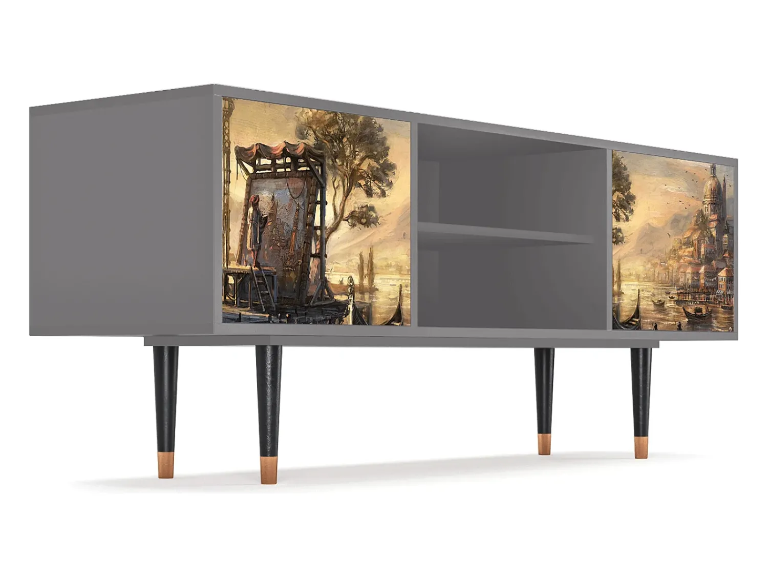Móvel De Tv| Mueble de TV - 170х69х48 cm - T2 - Venice, Cinza Cinzento