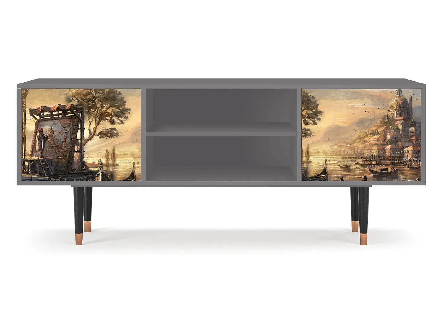 Móvel De Tv| Mueble de TV - 170х69х48 cm - T2 - Venice, Cinza Cinzento