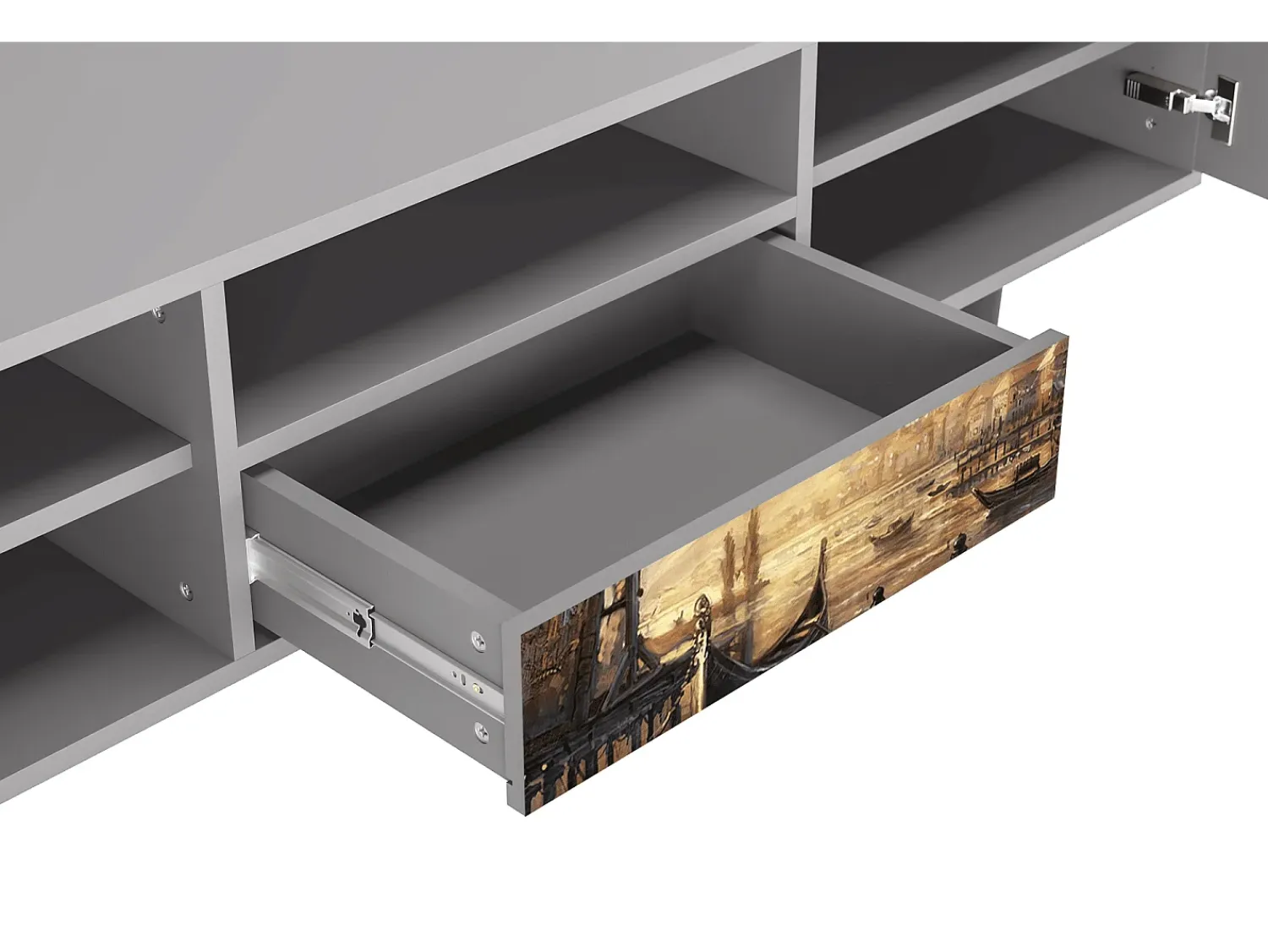 Móvel De Tv| Mueble de TV - 170х59х41 cm - T6 - Venice, Cinza Cinzento