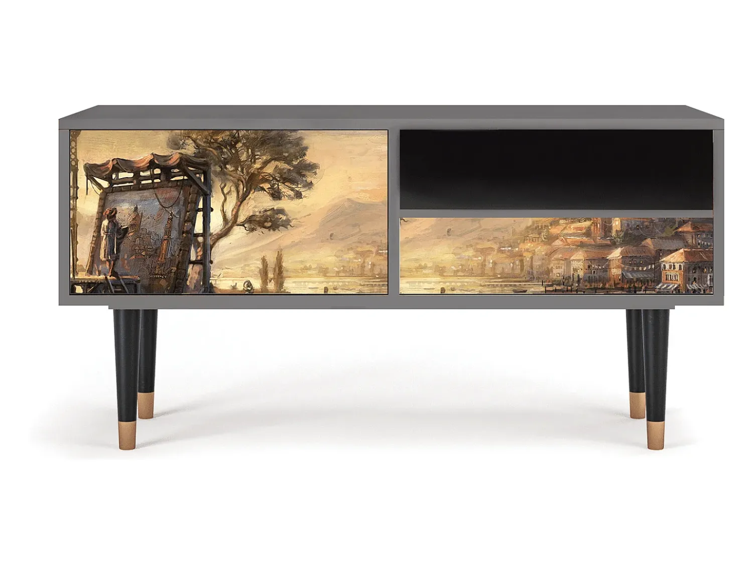 Mueble de TV - 115х59х48 cm - T3 - Venice, Cinza^ Móvel De Tv