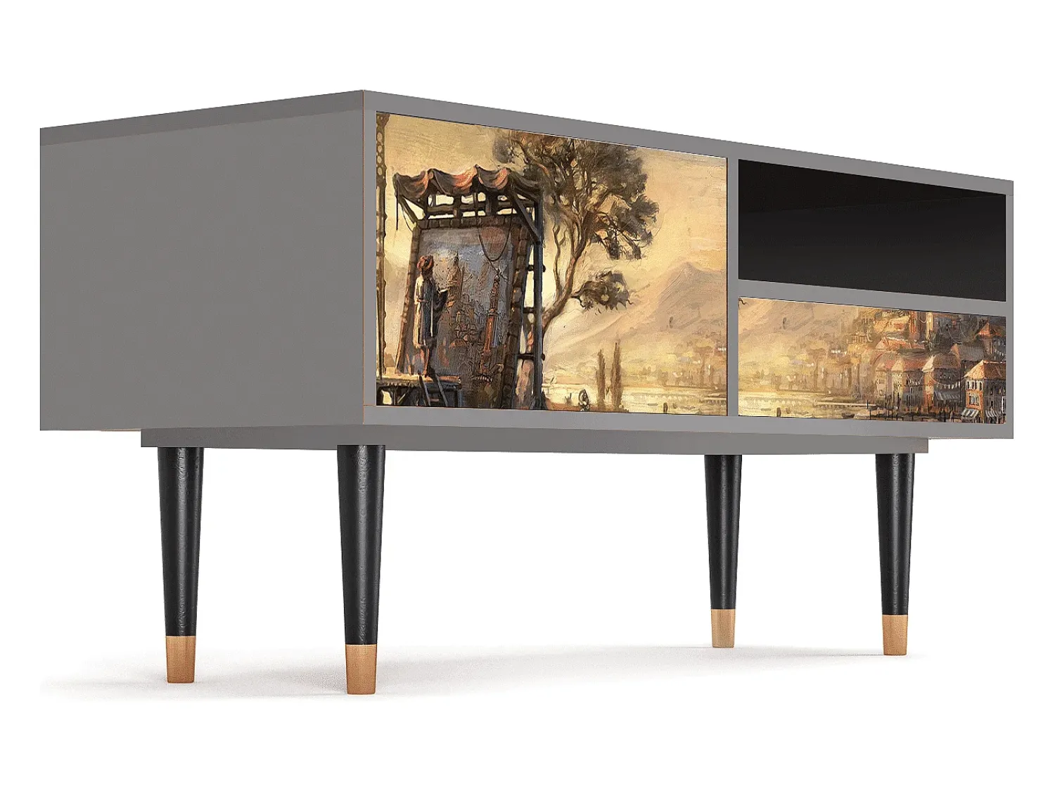 Mueble de TV - 115х59х48 cm - T3 - Venice, Cinza^ Móvel De Tv