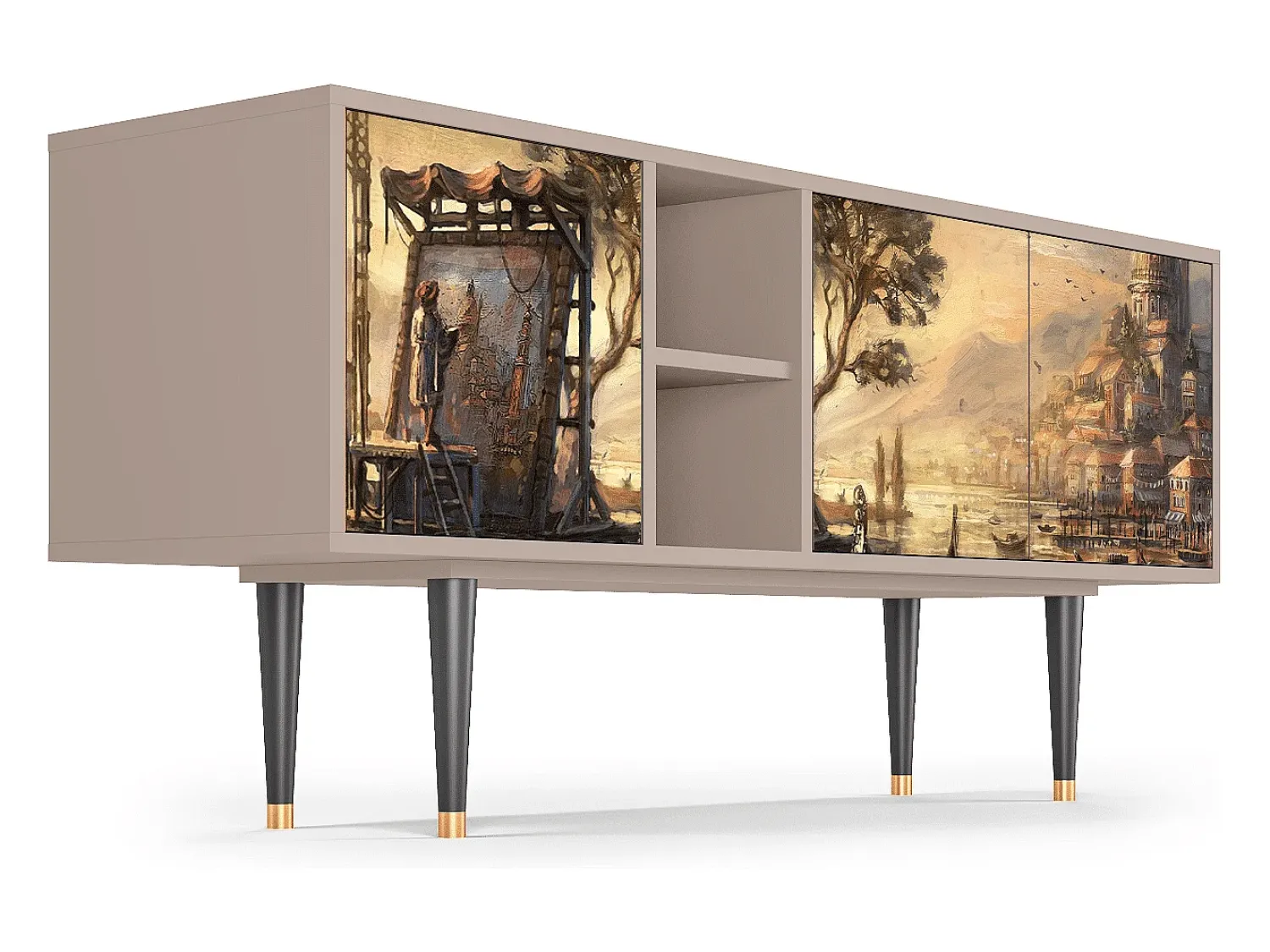 Móvel De Tv* Mueble de TV - 150х69х41 cm - T5 - Venice, Latte Bege
