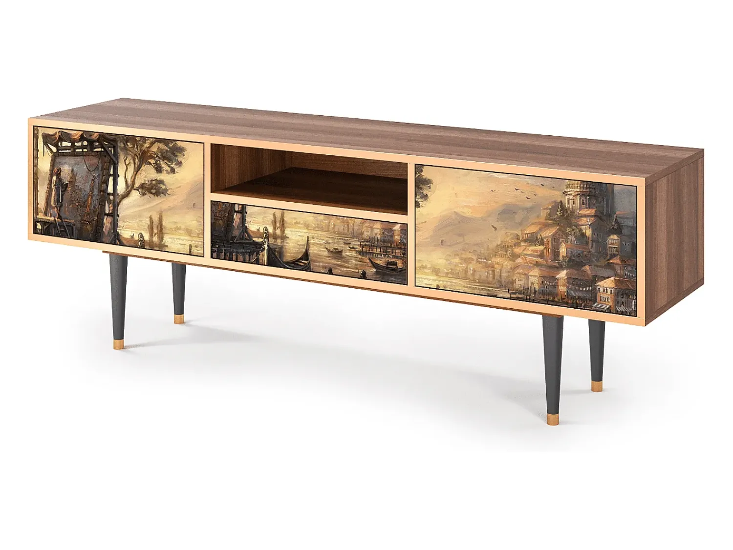 Móvel De Tv| Mueble de TV - 170х59х41 cm - T6 - Venice, Nogueira Castanho