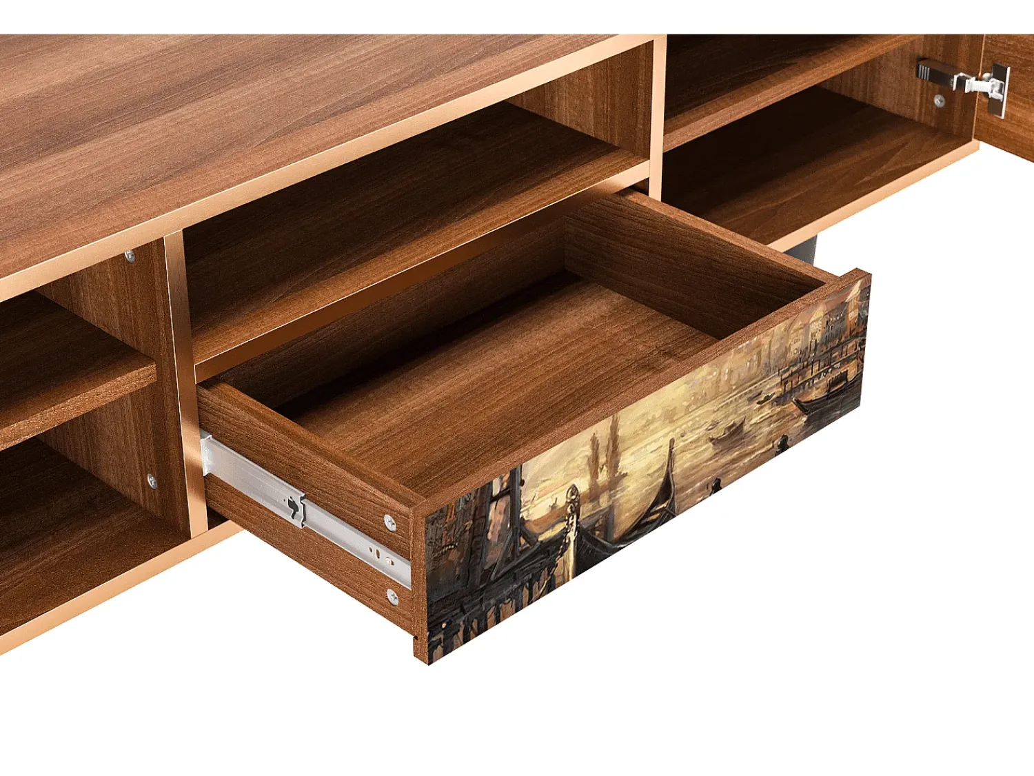 Móvel De Tv| Mueble de TV - 170х59х41 cm - T6 - Venice, Nogueira Castanho